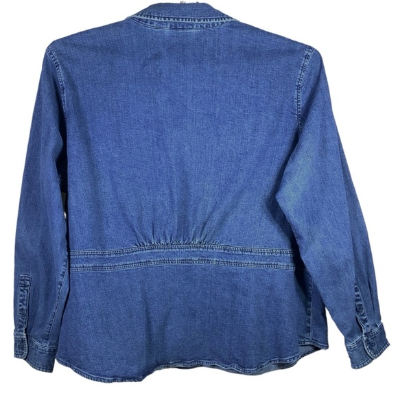 Liz Claiborne Denim Jacket Shirt Cinch Back Medium Wash Women Plus 3X - Picture 4 of 13